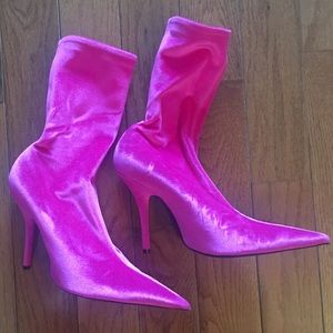 Balenciaga Knife Sock Booties in Hot Pink